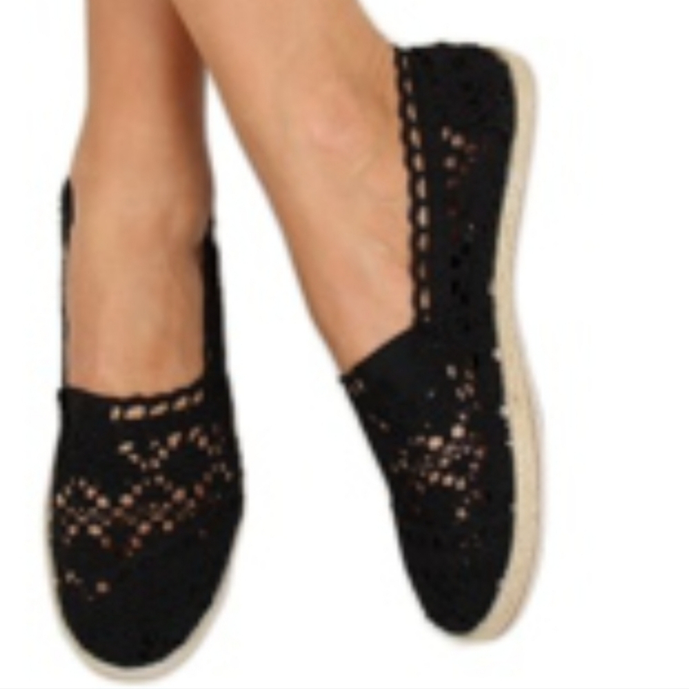Old Navy Black Crochet Espadrilles Slip On Shoes New